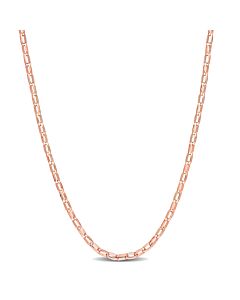 AMOUR Fancy Rectangular Rolo Chain Necklace In Rose Plated Sterling Silver, 16 In