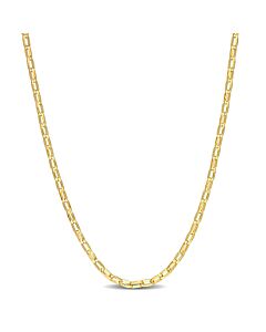 AMOUR Fancy Rectangular Rolo Chain Necklace In Yellow Plated Sterling Silver, 16 In