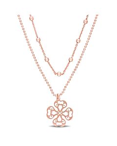 AMOUR 2-Strand Ball Bead Chain Necklace In Rose Plated Sterling Silver, 19 In