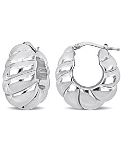 AMOUR 22 Mm Ribbed Hoop Earrings In Sterling Silver