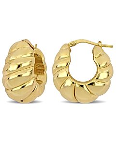 AMOUR 22 Mm Ribbed Hoop Earrings In Yellow Plated Sterling Silver