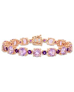 Amour 24 5/8 CT TGW Rose de France and Africa-Amethyst Tennis Bracelet in Rose Gold Plated Sterling Silver JMS005228
