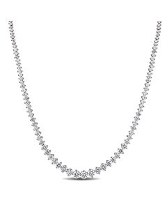 AMOUR 25 CT TGW Cubic Zirconia Tennis Necklace In Sterling Silver