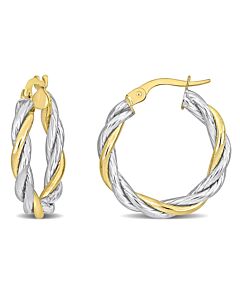 AMOUR 25mm Twisted Hoop Earrings In 2-Tone Yellow and White 10K Gold
