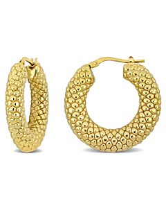 AMOUR 28 Mm Beaded Hoop Earrings In Yellow Plated Sterling Silver