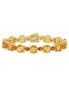 AMOUR 29 3/8 CT TGW Citrine and Madeira Citrine Tennis Bracelet In Yellow Plated Sterling Silver