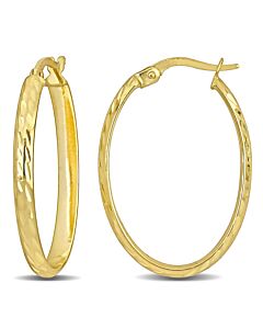 AMOUR 29mm Oval Textured Hoop Earrings In 10K Yellow Gold