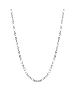 AMOUR 2mm Diamond Cut Figaro Chain Necklace In Sterling Silver, 16 In
