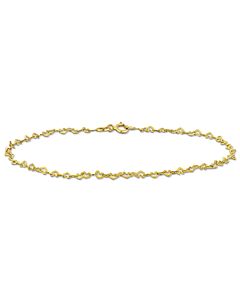 Amour 2mm Heart Link Anklet in 14k Gold - 9 in.