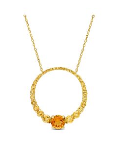 AMOUR 3 1/4 CT TGW Citrine and Madeira Citrine Graduated Open Circle Pendant with Chain In Yellow Plated Sterling Silver