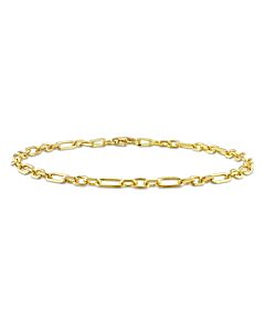AMOUR 3.1mm Diamond Cut Figaro Chain Bracelet In Yellow Plated Sterling Silver, 7.5 In