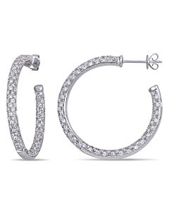 AMOUR 3 3/4 CT TW Diamond Inside Outside Hoop Earrings In 18k White Gold