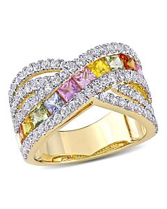 Amour 3 3/4 CT TGW MULTI COLOR SAPPHIRE FASHION RING 14K YELLOW GOLD