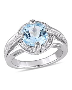 Amour 3 3/4 CT TGW Sky Blue Topaz and White Topaz Ring in Sterling Silver