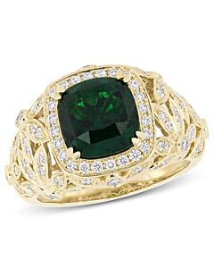 Amour 3 3/4 CT TGW Tsavorite and 5/8 CT TW Diamond Vintage Ring in 14k Yellow Gold