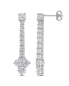 AMOUR 3 3/8 CT DEW Created Moissanite Linear Drop Earrings In Sterling Silver