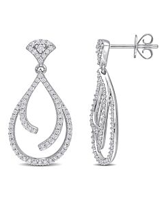 AMOUR 5/8 CT TW Diamond Teardrop Dangle Earrings In 14K White Gold
