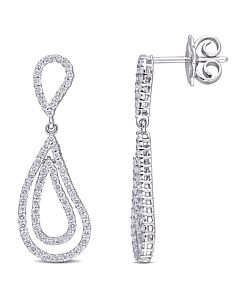AMOUR 3/4 CT TDW Diamond Dangle Earrings In 18k White Gold