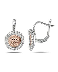 AMOUR 3/4 CT TW Diamond Earrings in 18k White and Rose Gold