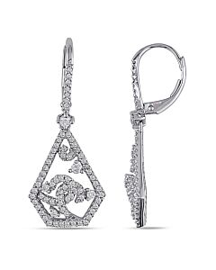 AMOUR 3/4 CT TW Diamond Leverback Earrings In 14K White Gold