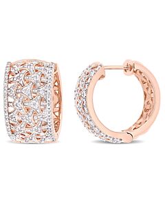 AMOUR 3/4 CT TW Diamond Filigree Hoop Earrings In 14K Rose Gold