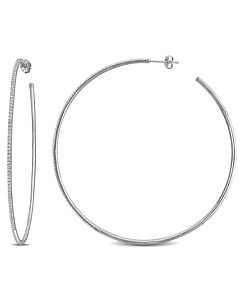 AMOUR 3/4 CT TW Diamond Hoop Earrings In 14K White Gold