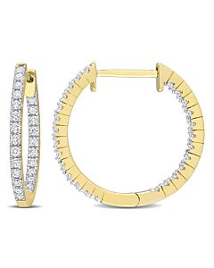 AMOUR 3/4 CT TDW Diamond Inside Out Hoop Earrings In 10K Yellow Gold