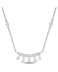 AMOUR 3/4CT TDW Pear and Round-shaped Diamonds Station Necklace In 14K White Gold - 19 In.