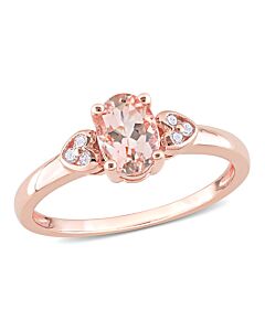 Amour 3/4 CT TGW Morganite and Diamond Accent Ring in Rose Plated Sterling Silver