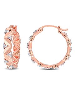 AMOUR 3/4 CT TGW White Topaz Hoop Earrings In Rose Plated Sterling Silver