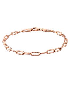 AMOUR 3.5mm Fancy Cut Paperclip Chain Bracelet In Rose Plated Sterling Silver, 9