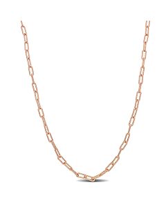 AMOUR 3.5mm Fancy Paper Clip Chain Necklace In Rose Plated Sterling Silver, 20 In