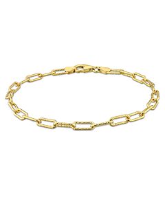AMOUR 3.5mm Fancy Paperclip Chain Bracelet In Yellow Plated Sterling Silver, 7.5 In