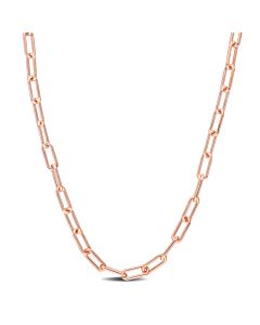 AMOUR 3.5mm Paperclip Chain Necklace In Rose Plated Sterling Silver, 18 In
