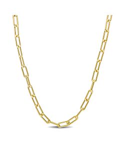 AMOUR 3.5mm Paperclip Chain Necklace In Yellow Plated Sterling Silver, 24 In