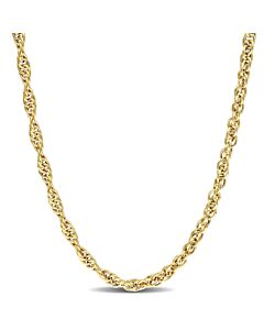 AMOUR 3.7mm Singapore Chain Necklace In Yellow Plated Sterling Silver, 18 In