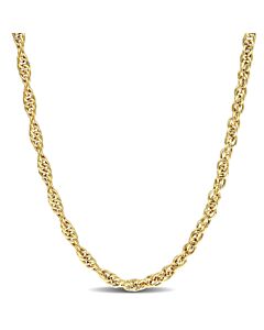 AMOUR 3.7mm Singapore Chain Necklace In Yellow Plated Sterling Silver, 20 In
