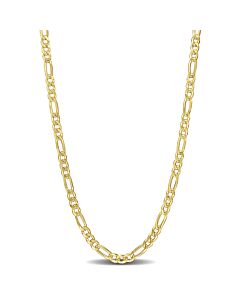 AMOUR 3.8mm Figaro Chain Necklace In Yellow Plated Sterling Silver, 24 In
