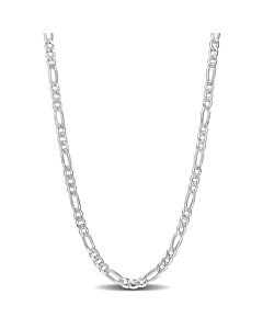 AMOUR 3.8mm Figaro Chain Necklace In Sterling Silver, 20 In