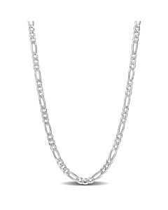 AMOUR 3.8mm Figaro Chain Necklace In Sterling Silver, 24 In
