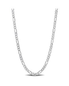 AMOUR 3.8mm Figaro Chain Necklace In Sterling Silver, 18 In