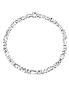 AMOUR 3.8mm Figaro Chain Bracelet In Sterling Silver, 7.5 In