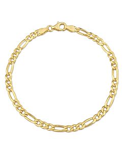 AMOUR 3.8mm Figaro Chain Bracelet In Yellow Plated Sterling Silver, 7.5 In