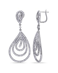AMOUR 3 CT TW Diamond Layered Drop Earrings In 14K White Gold