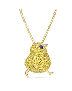 AMOUR 3 CT TGW Created Blue and Yellow Sapphire Chick Necklace In Yellow Plated Sterling Silver