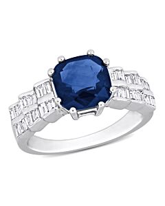 Amour 3 CT TGW Sapphire and 1/3 CT TDW Diamond Ring in 18k White Gold