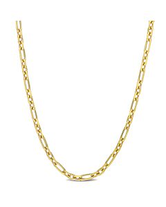 AMOUR 3mm Diamond Cut Figaro Chain Necklace In Yellow Plated Sterling Silver, 20 In