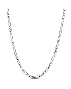 AMOUR 3mm Diamond Cut Figaro Chain Necklace In Sterling Silver, 16 In