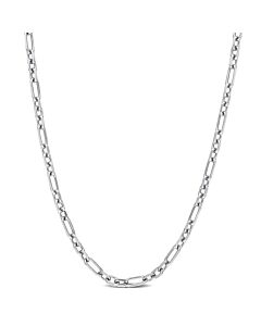 AMOUR 3mm Diamond Cut Figaro Chain Necklace In Sterling Silver, 18 In