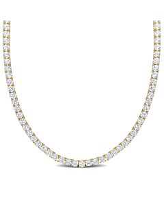 AMOUR 33 CT TGW Created White Sapphire Tennis Necklace In Yellow Plated Sterling Silver
